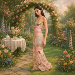 NWT ALICE + OLIVIA DELORA STRAPLESS MAXI DRESS IN VERSAILLES SIZE 12